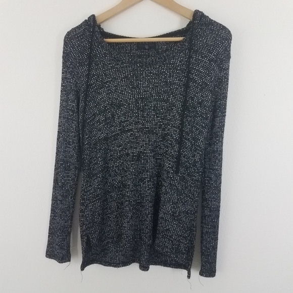 Aeropostale Marled Hooded Black/ Gray Sweater - Picture 8 of 8